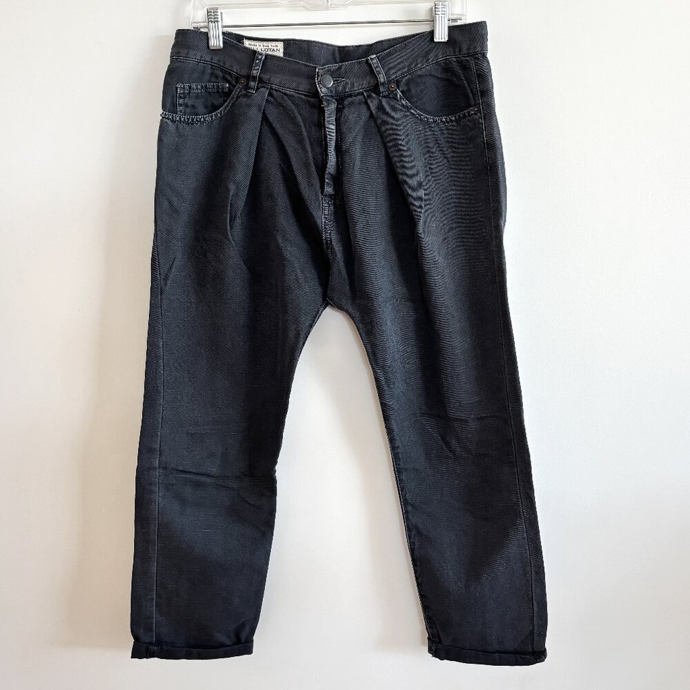 Nili Lotan Drop Crotch Tapered Leg Black Jeans